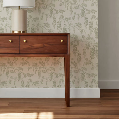 Claire White Dove Sage Wisteria Wallpaper