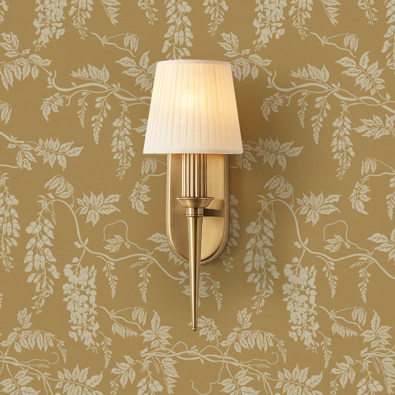 Claire Mustard Wisteria Wallpaper
