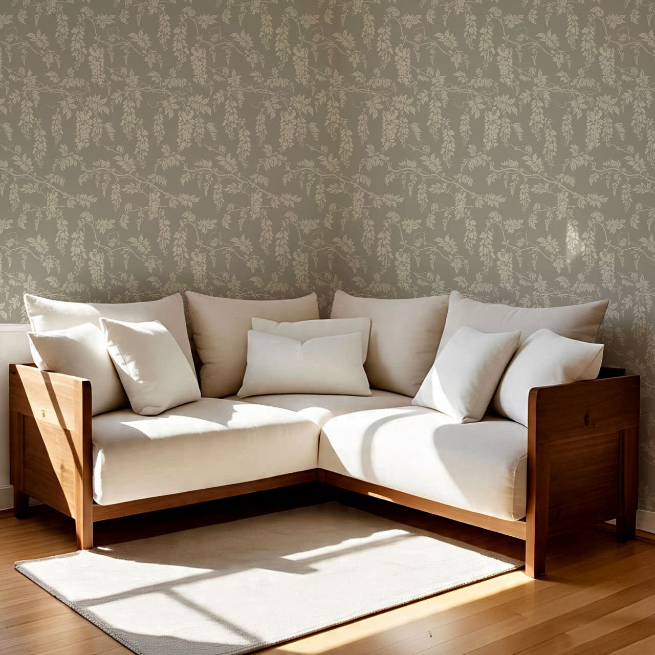 Claire Stone Gray Wisteria Wallpaper