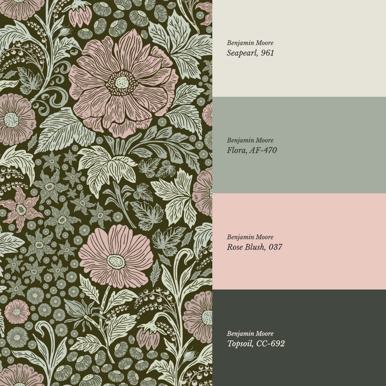 Clarette Vintage Forest Blush Blooms Wallpaper
