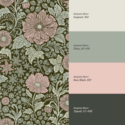 Clarette Vintage Forest Blush Blooms Wallpaper