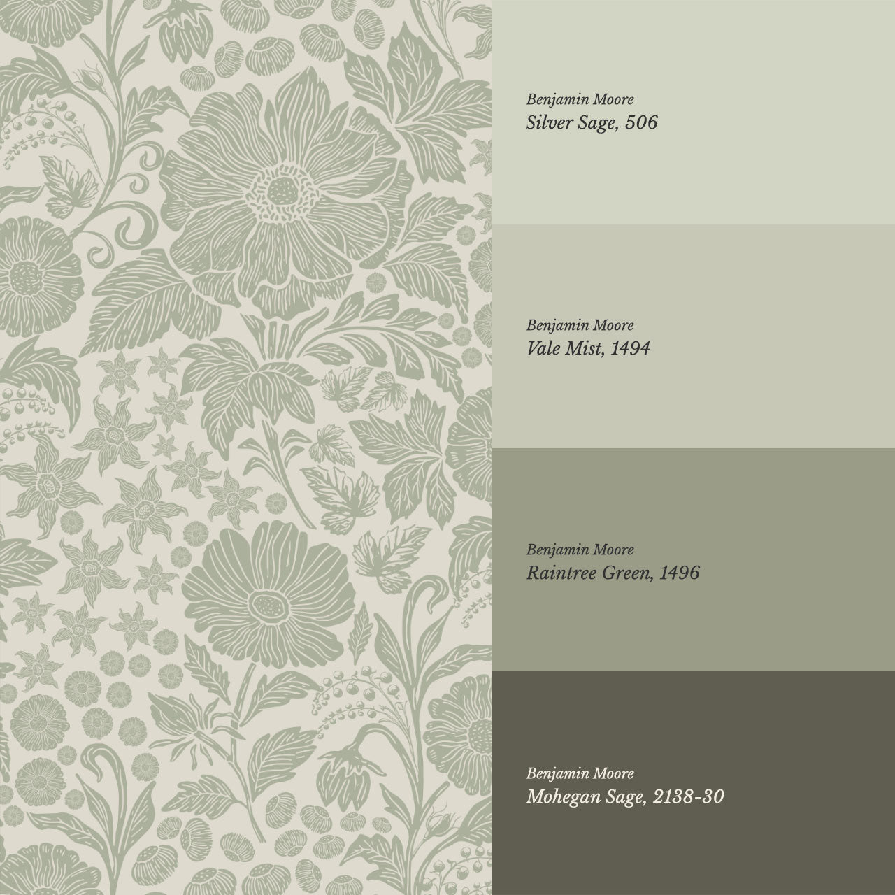 Clarette Vintage Sage Blooms Wallpaper