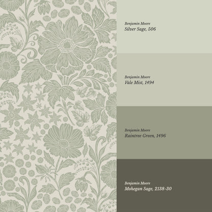 Clarette Vintage Sage Blooms Wallpaper