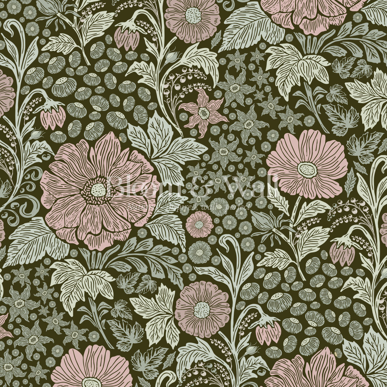 Clarette Vintage Forest Blush Blooms Wallpaper