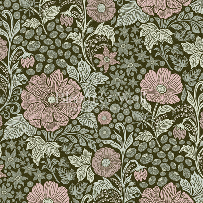 Clarette Vintage Forest Blush Blooms Wallpaper