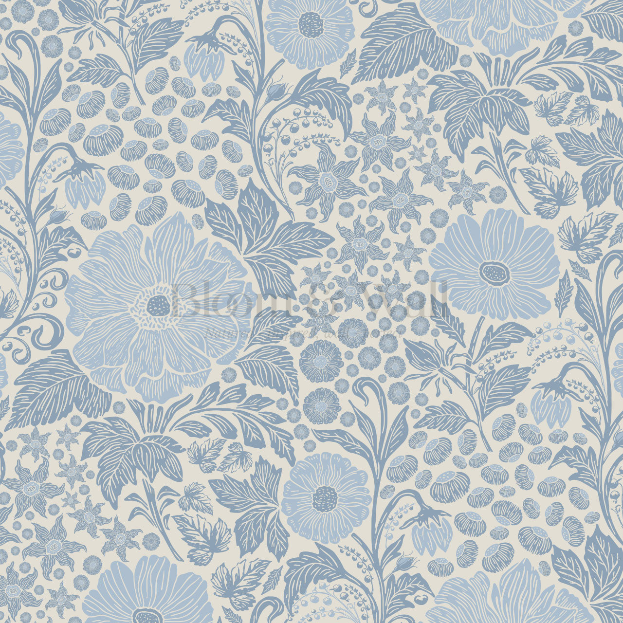 Clarette Vintage French Blue Blooms Wallpaper