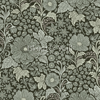 Clarette Vintage Forest Green Blooms Wallpaper