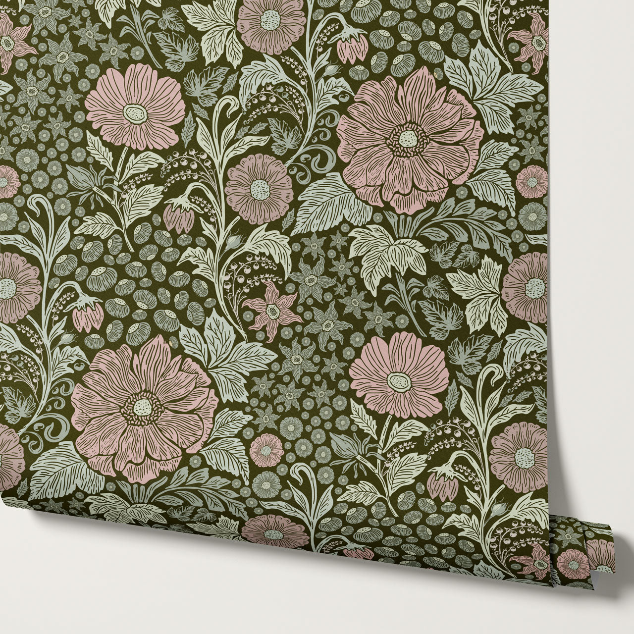 Clarette Vintage Forest Blush Blooms Wallpaper