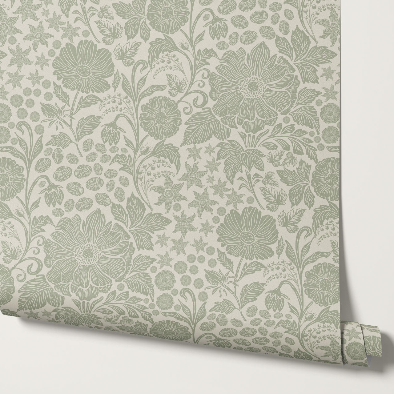 Clarette Vintage Sage Blooms Wallpaper