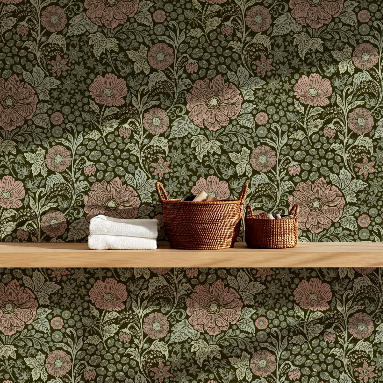 Clarette Vintage Forest Blush Blooms Wallpaper