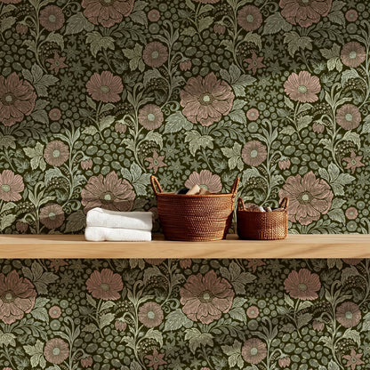 Clarette Vintage Forest Blush Blooms Wallpaper