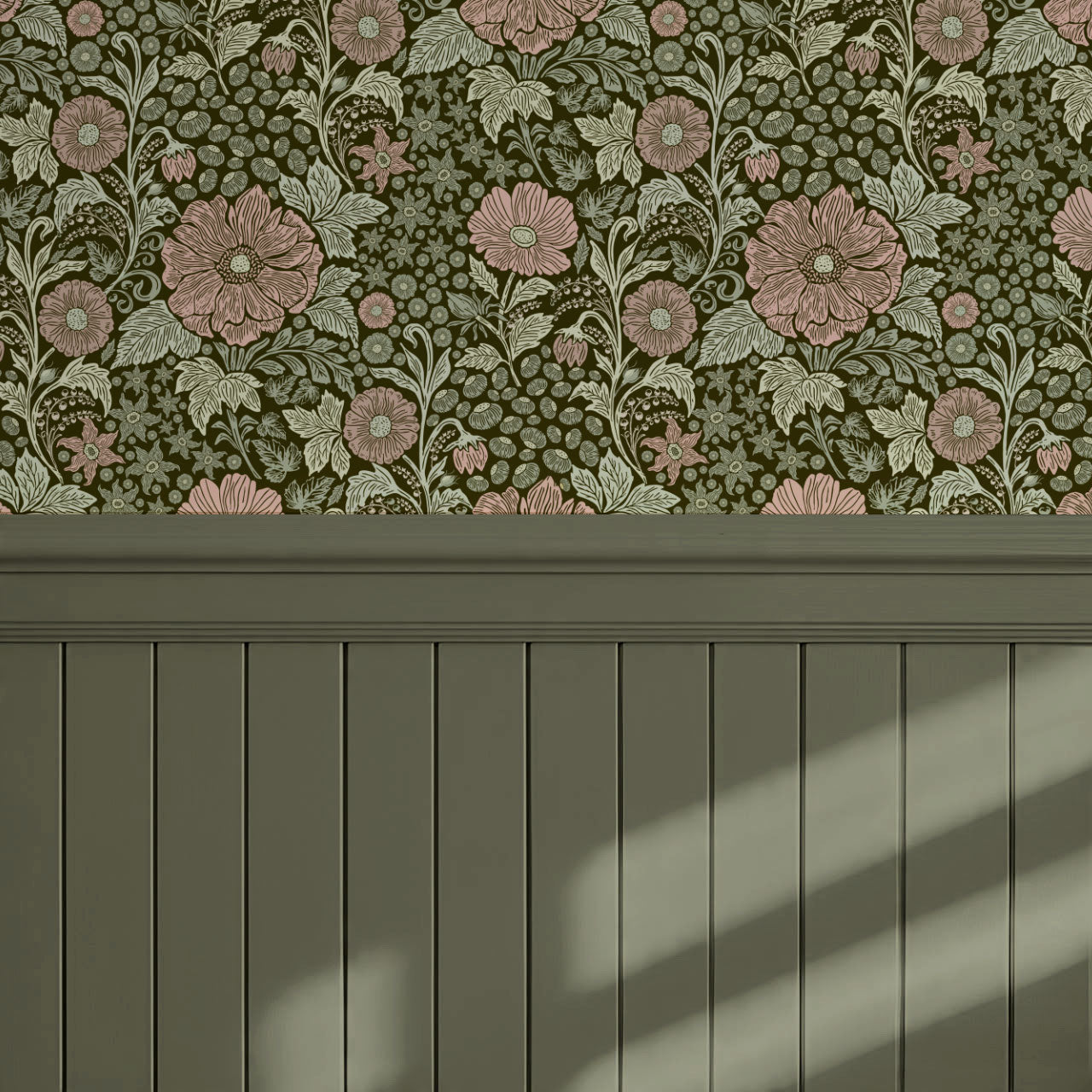Clarette Vintage Forest Blush Blooms Wallpaper