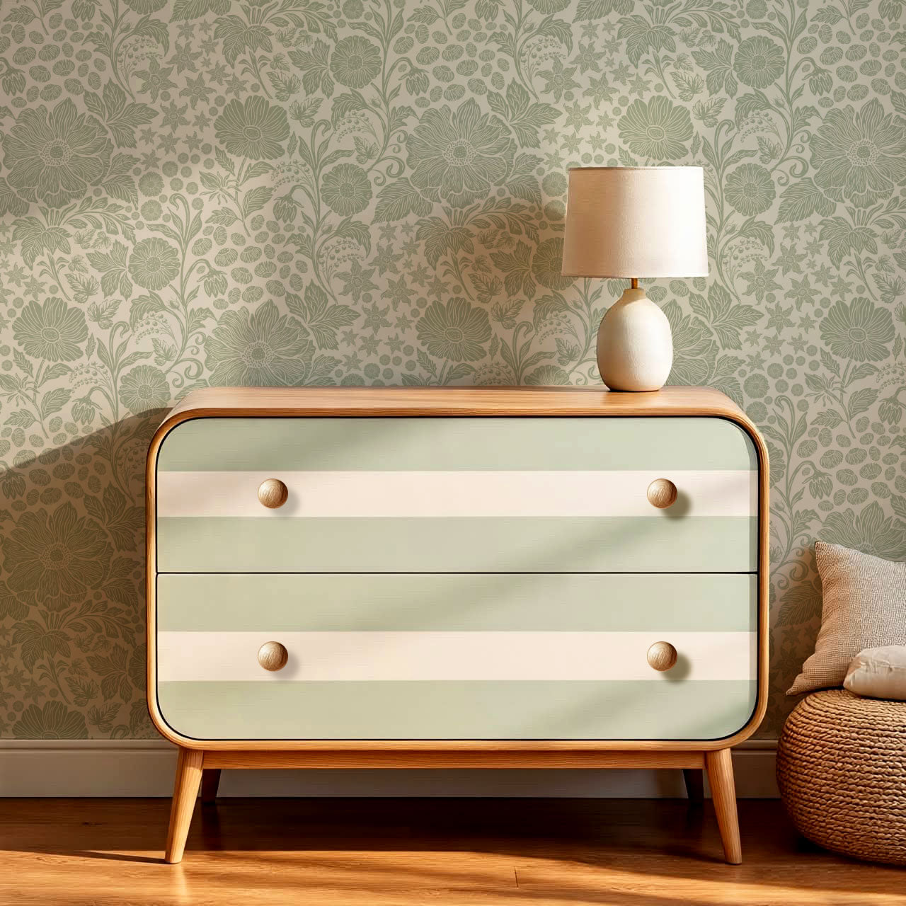 Clarette Vintage Sage Blooms Wallpaper