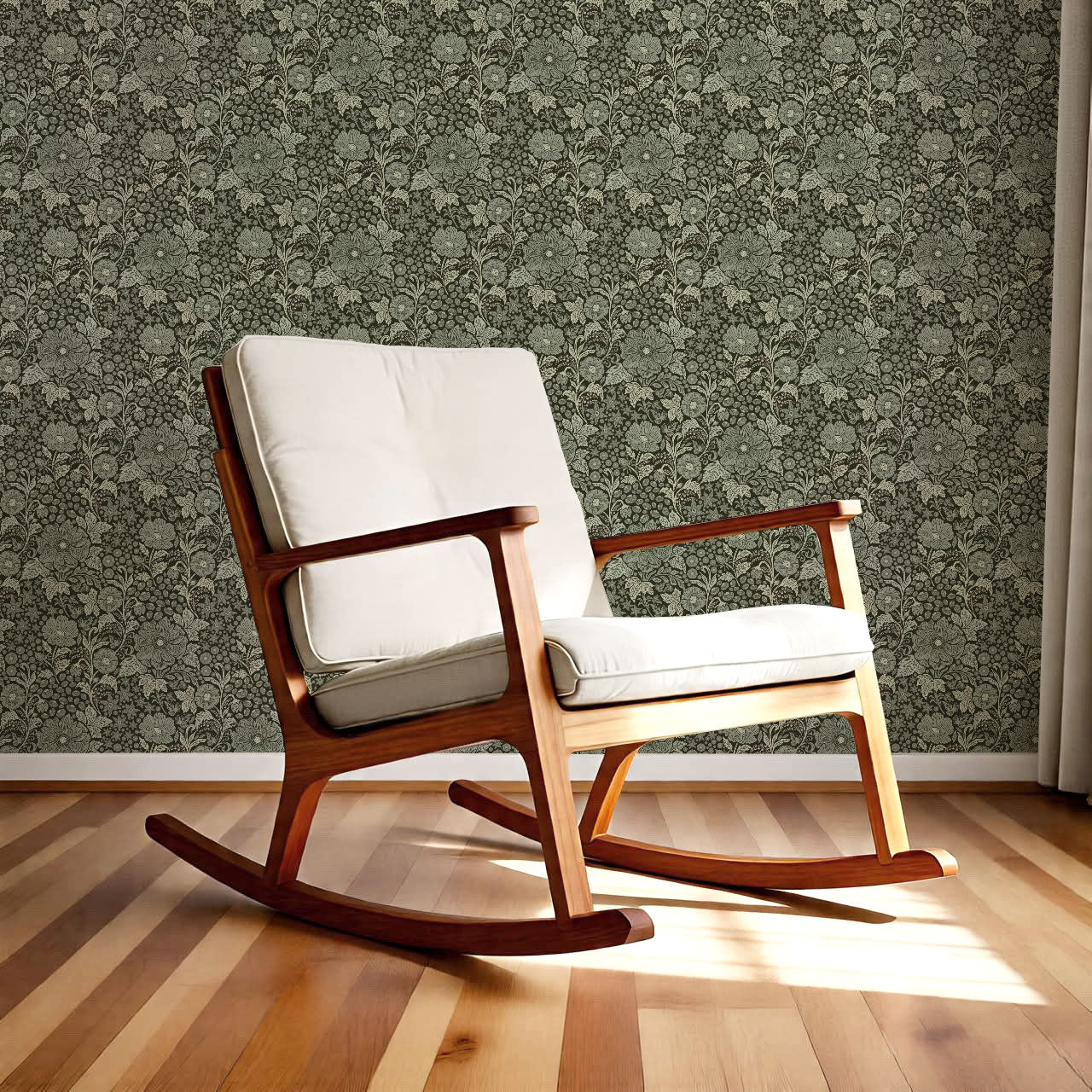 Clarette Vintage Forest Green Blooms Wallpaper
