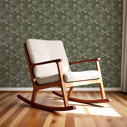 Clarette Vintage Forest Green Blooms Wallpaper