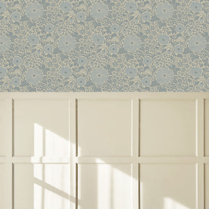 Clarette Vintage French Blue Blooms Wallpaper