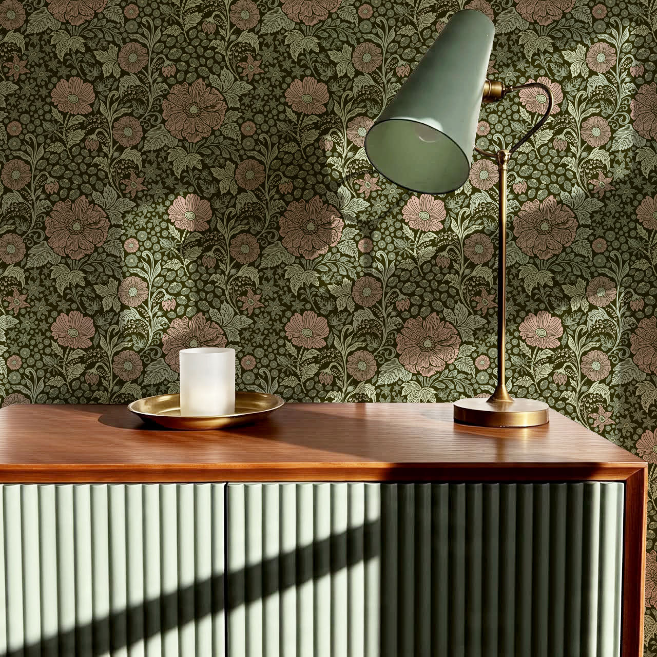Clarette Vintage Forest Blush Blooms Wallpaper