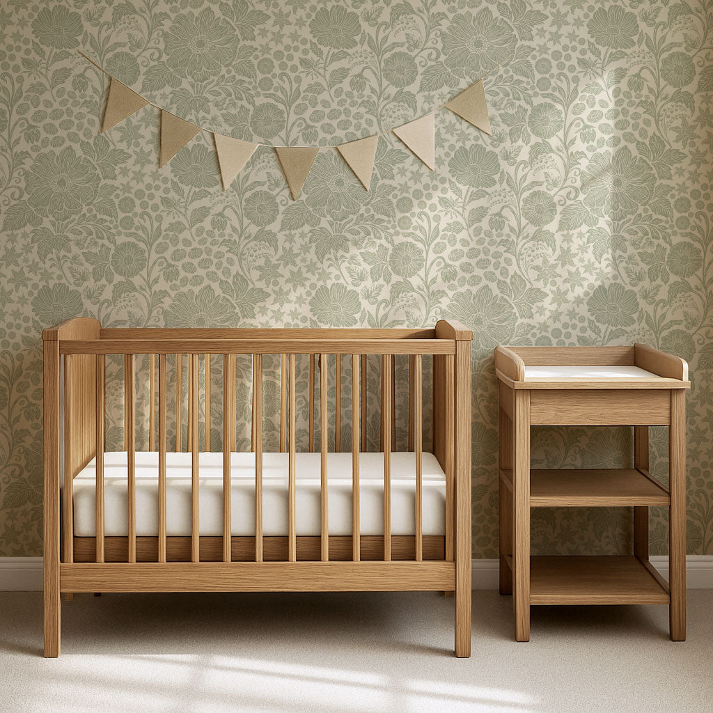 Clarette Vintage Sage Blooms Wallpaper
