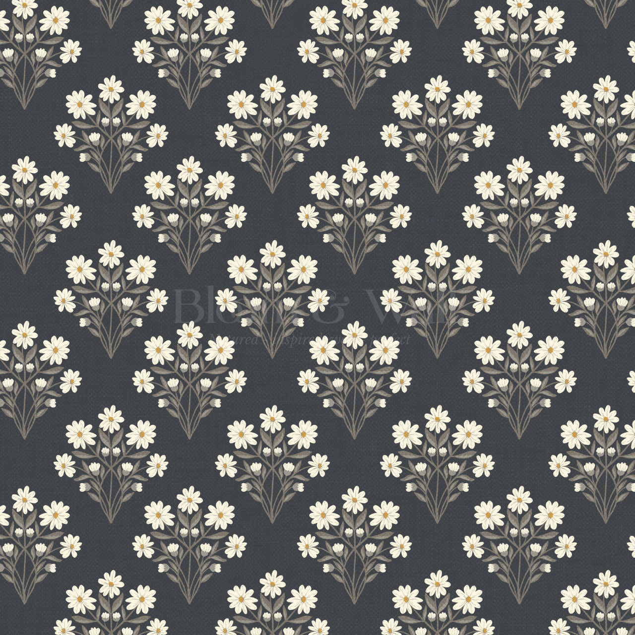 Colette Daisy Scallop Slate Wallpaper