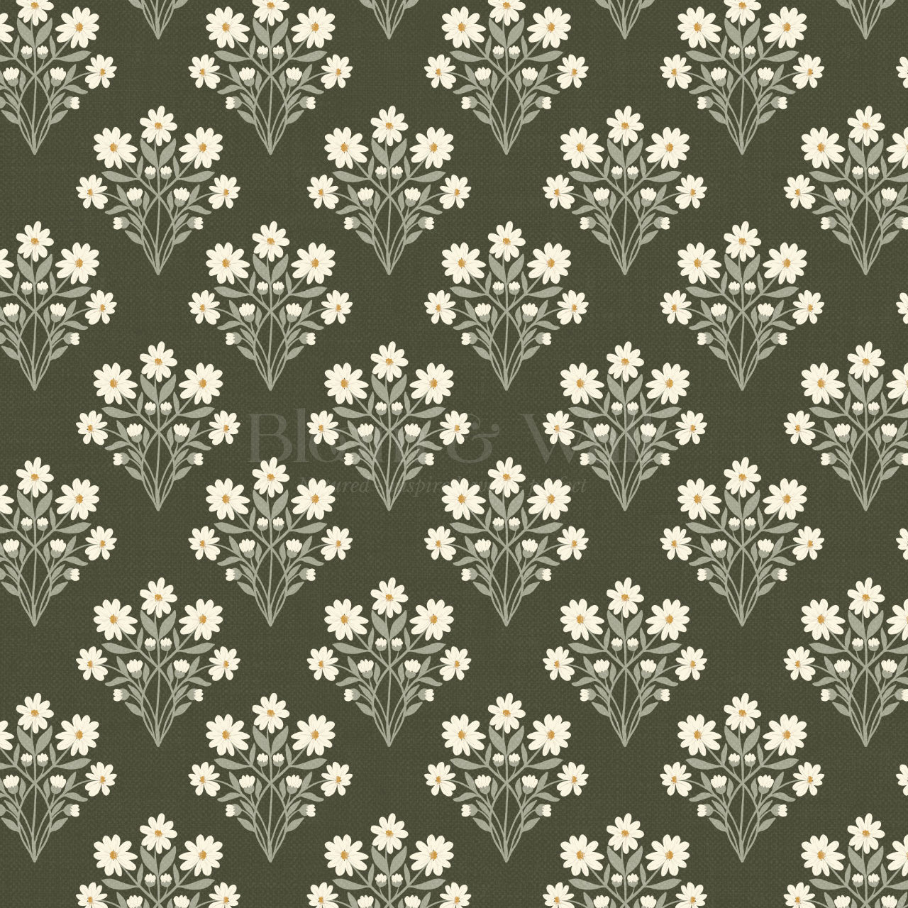 Colette Daisy Scallop Forest Green Wallpaper
