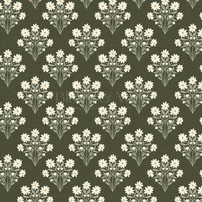 Colette Daisy Scallop Forest Green Wallpaper