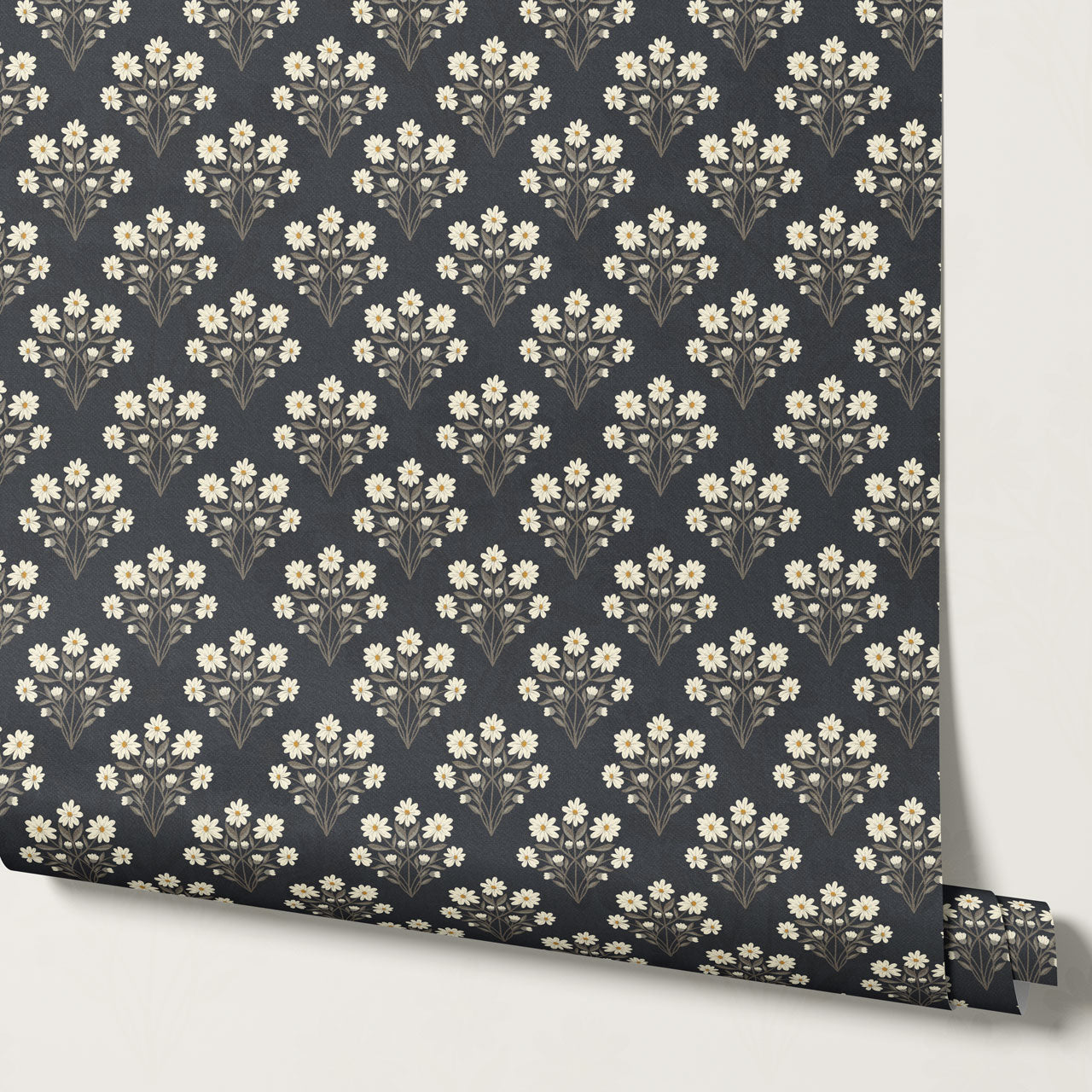 Colette Daisy Scallop Slate Wallpaper