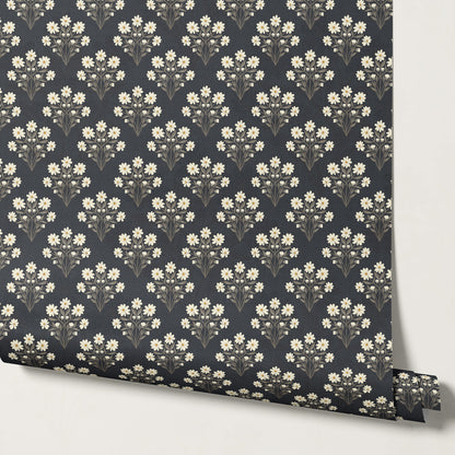Colette Daisy Scallop Slate Wallpaper