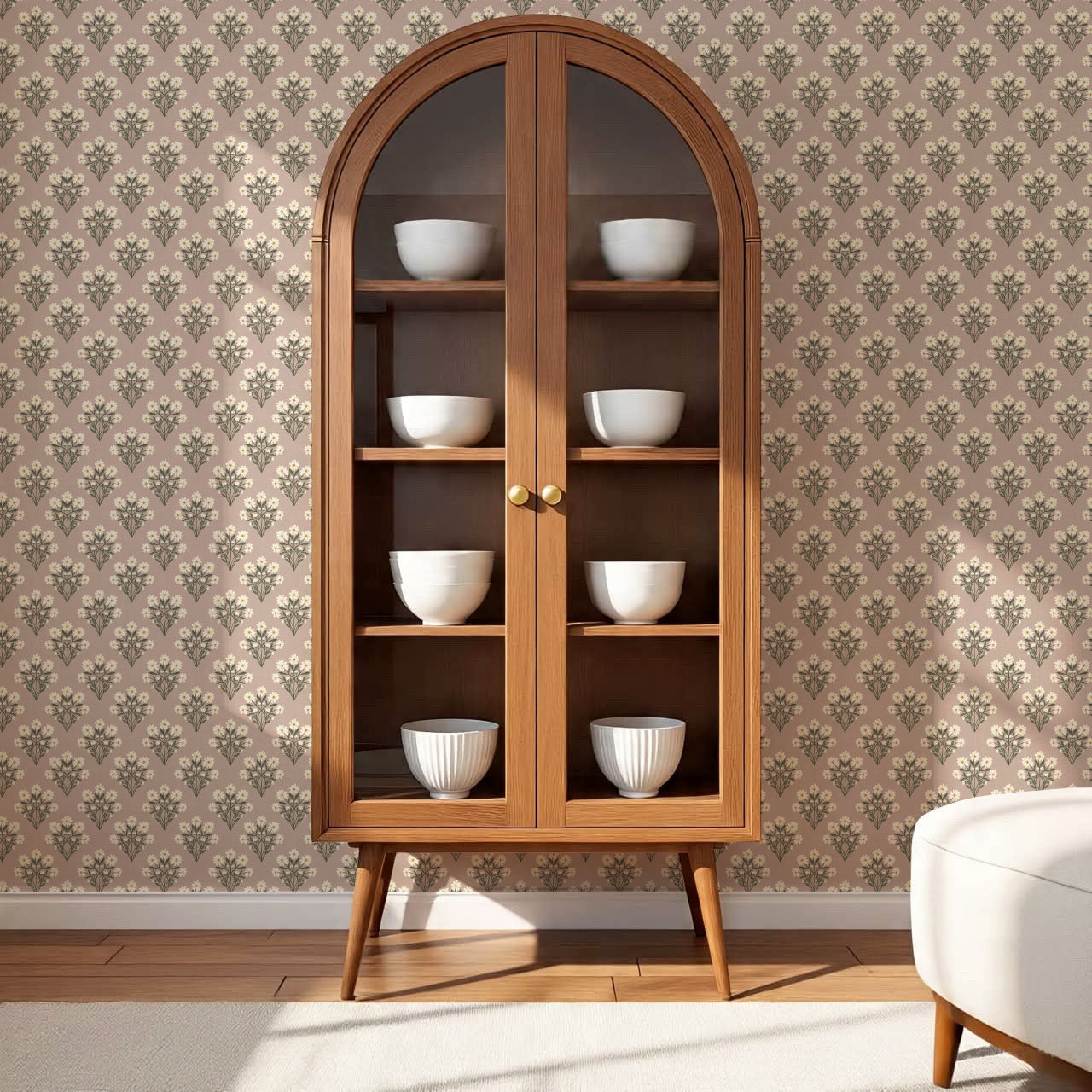 Colette Daisy Scallop Blush Wallpaper