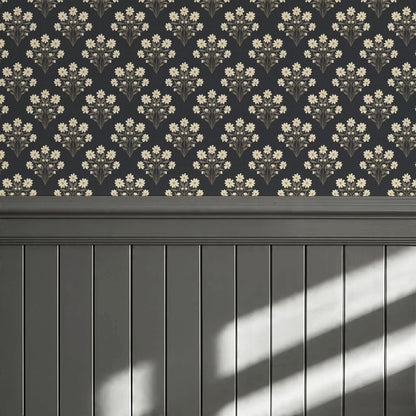 Colette Daisy Scallop Slate Wallpaper