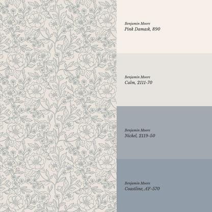 Colette Delicate Florals French Blue Wallpaper