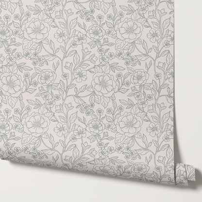 Colette Delicate Florals French Blue Wallpaper