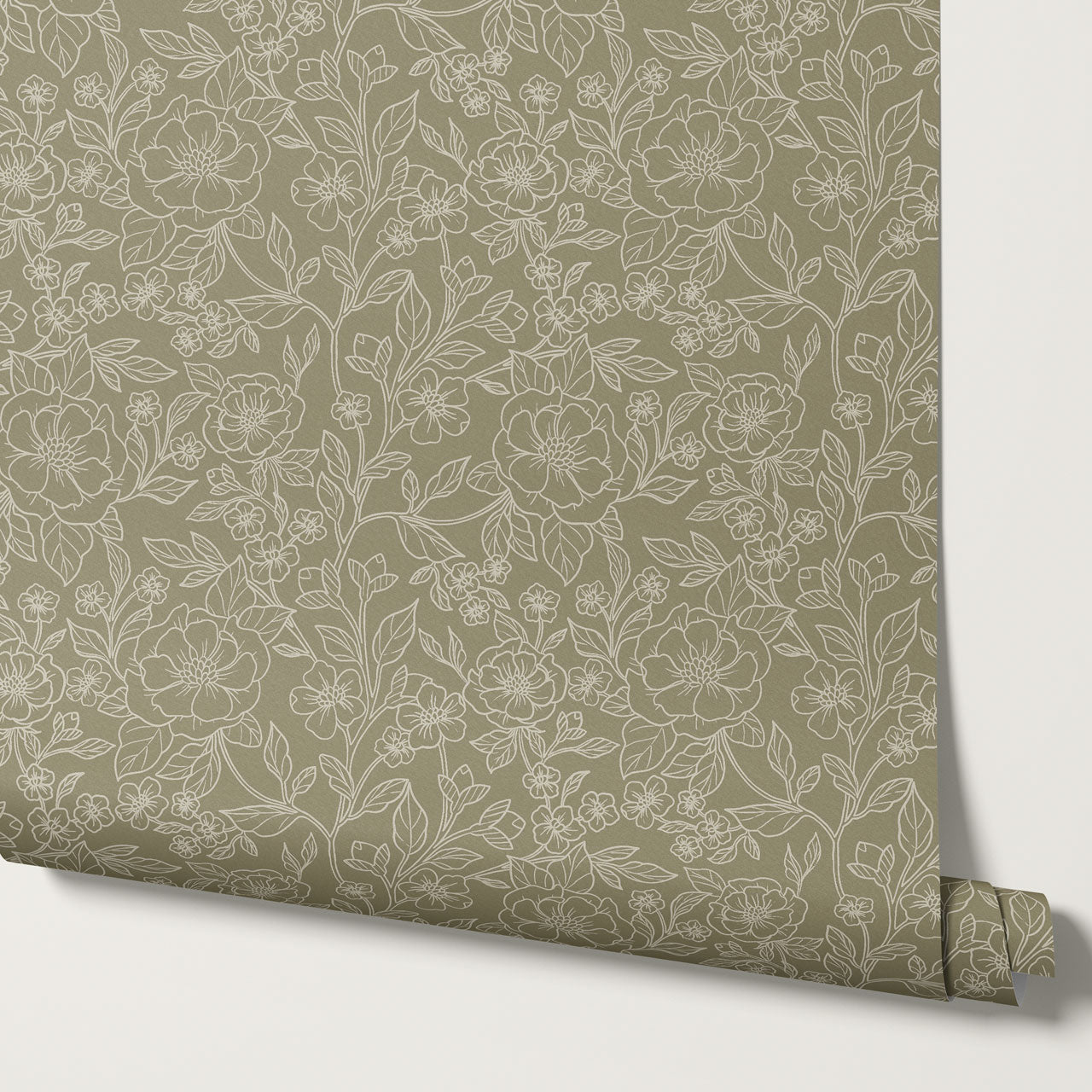 Colette Delicate Florals Olive Wallpaper
