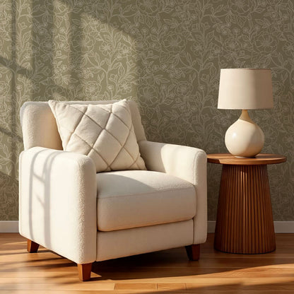 Colette Delicate Florals Olive Wallpaper