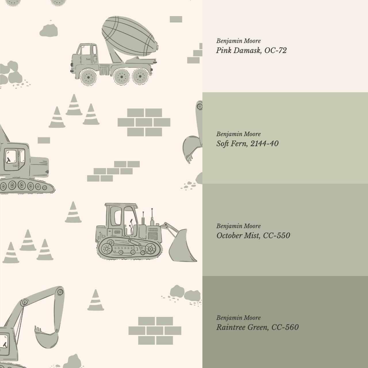 Colton Job Site Cream Sage Wallpaper