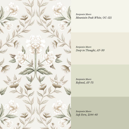 Concetta Peony Cottage Garden Veil Beige Wallpaper