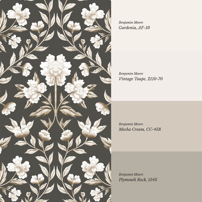 Concetta Peony Cottage Garden Veil Earth Wallpaper