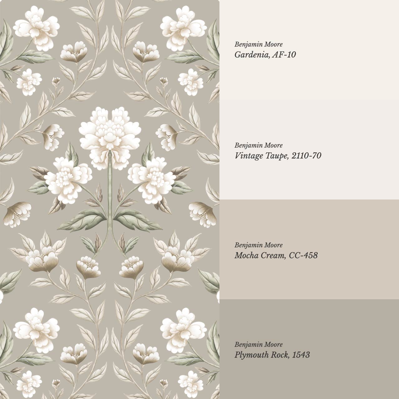 Concetta Peony Cottage Garden Veil Taupe Wallpaper