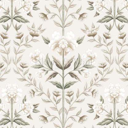 Concetta Peony Cottage Garden Veil Beige Wallpaper