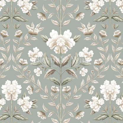 Concetta Peony Cottage Garden Veil Sage Wallpaper