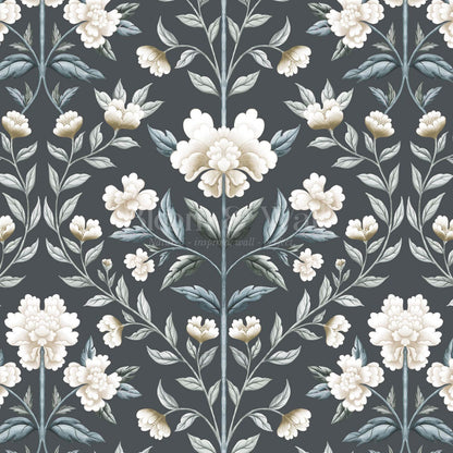Concetta Peony Cottage Garden Veil Slate Wallpaper