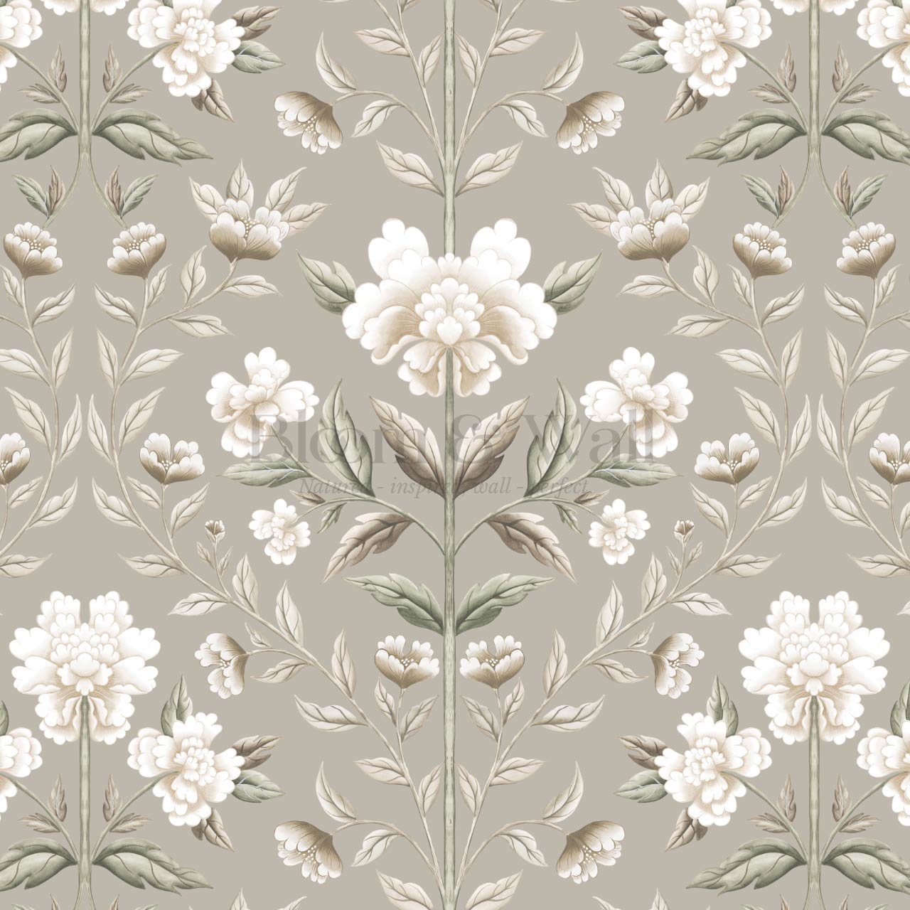 Concetta Peony Cottage Garden Veil Taupe Wallpaper