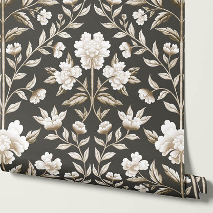 Concetta Peony Cottage Garden Veil Earth Wallpaper