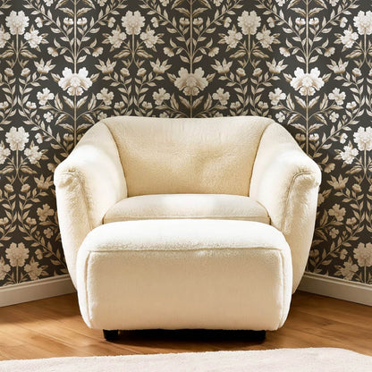 Concetta Peony Cottage Garden Veil Earth Wallpaper