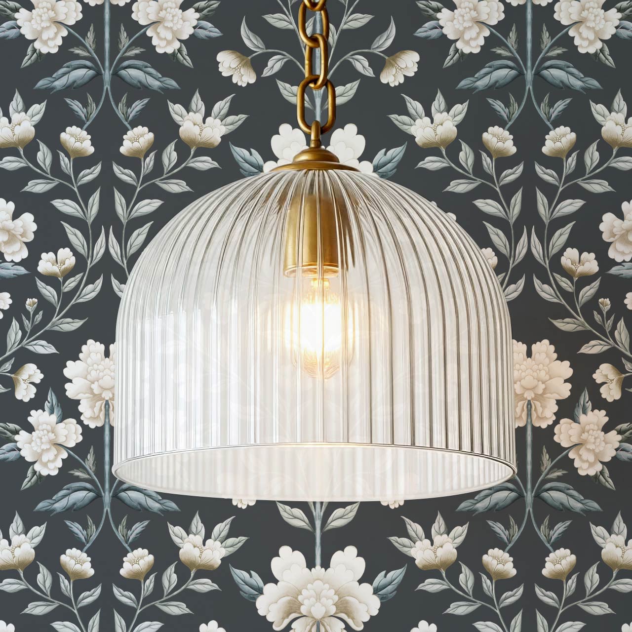 Concetta Peony Cottage Garden Veil Slate Wallpaper