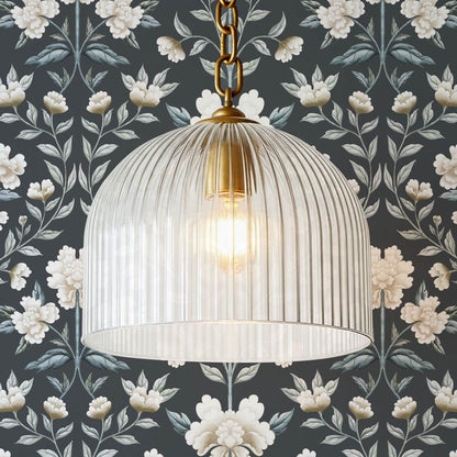 Concetta Peony Cottage Garden Veil Slate Wallpaper