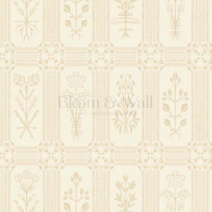 Consuela Floral Tile Pastel Yellow Wallpaper