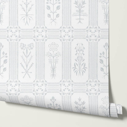 Consuela Floral Tile Icy Blue Wallpaper