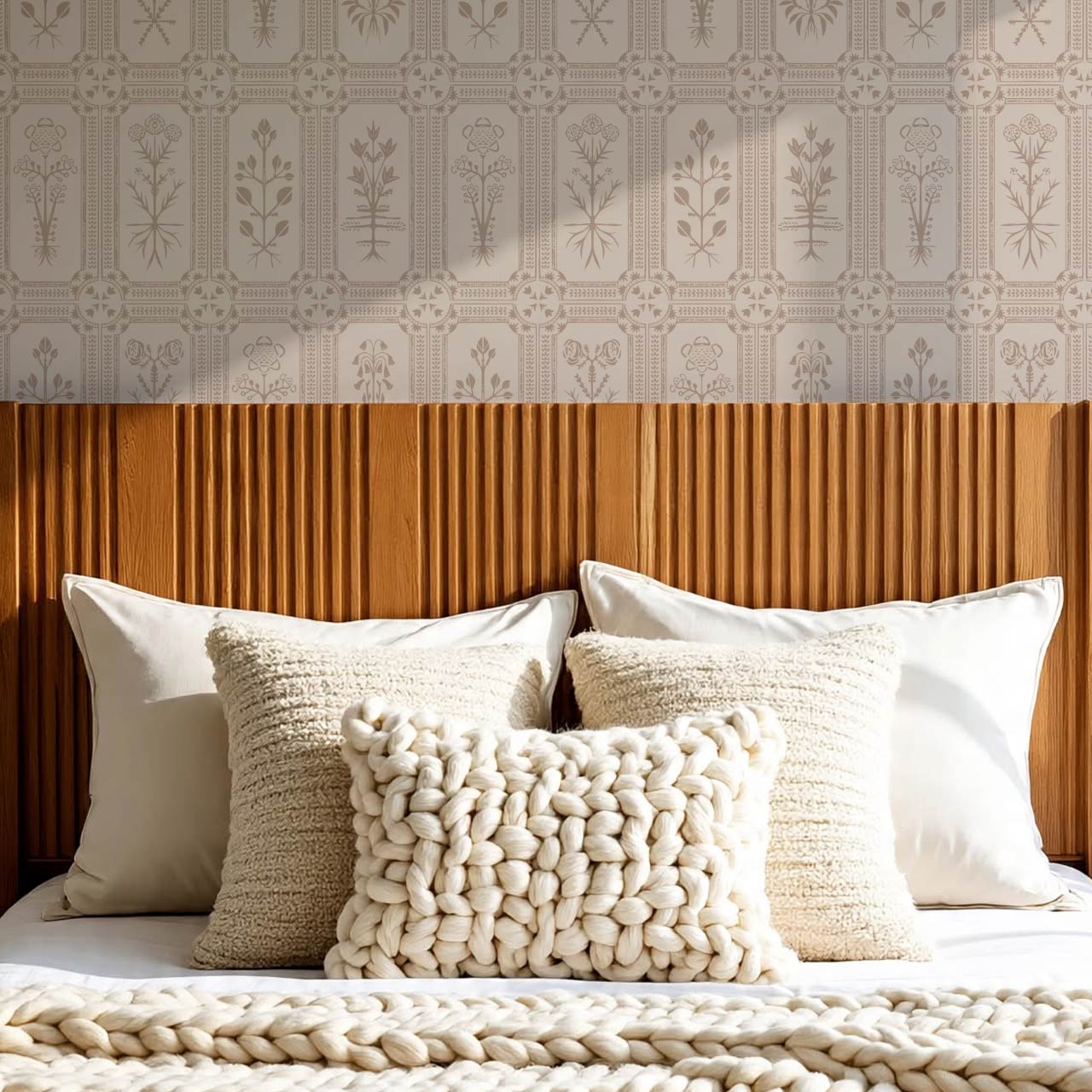 Consuela Floral Tile Soft Brown Wallpaper