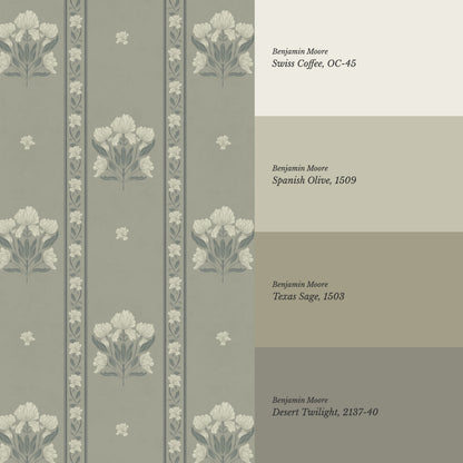 Cora Garden Tapestry Olive Wallpaper