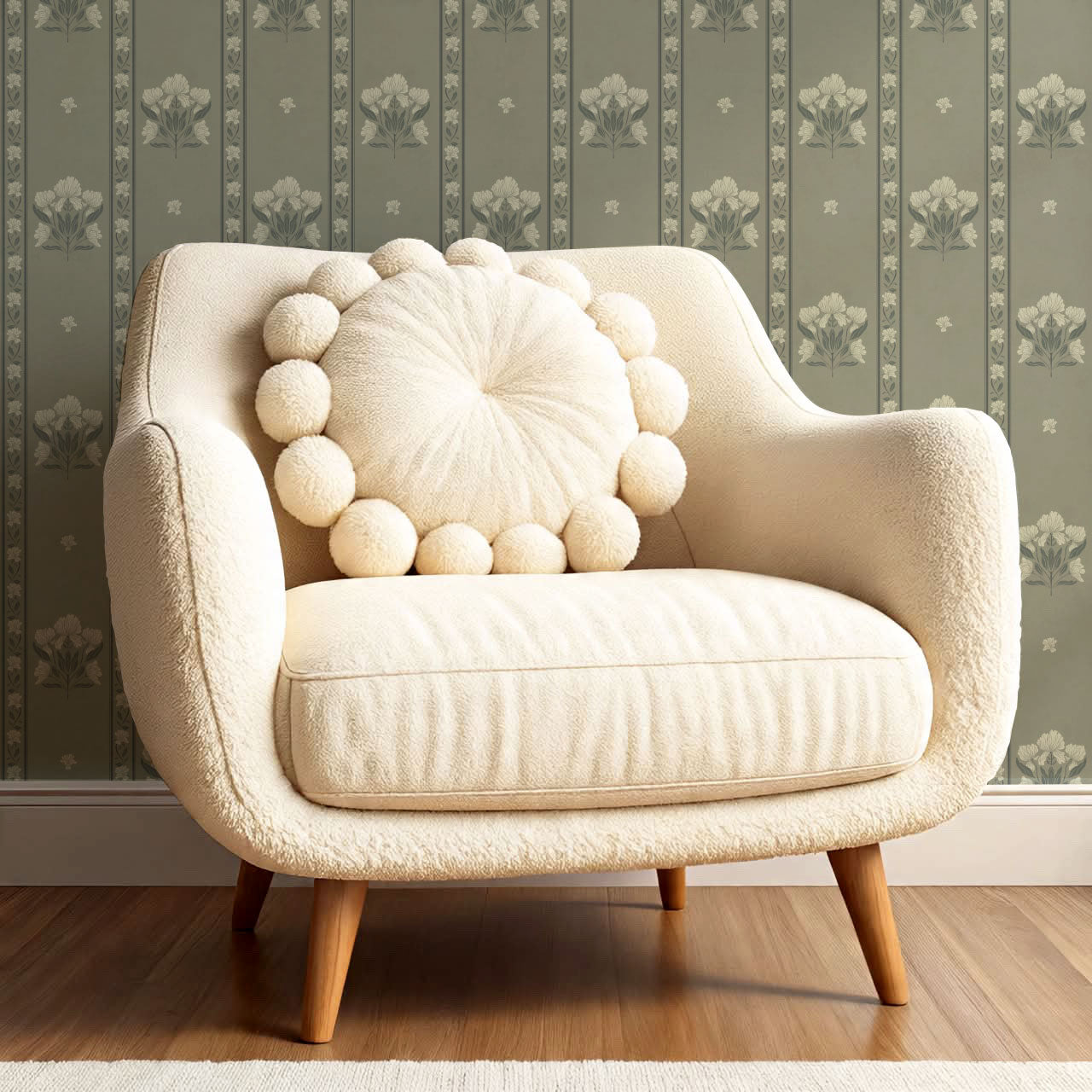 Cora Garden Tapestry Olive Wallpaper